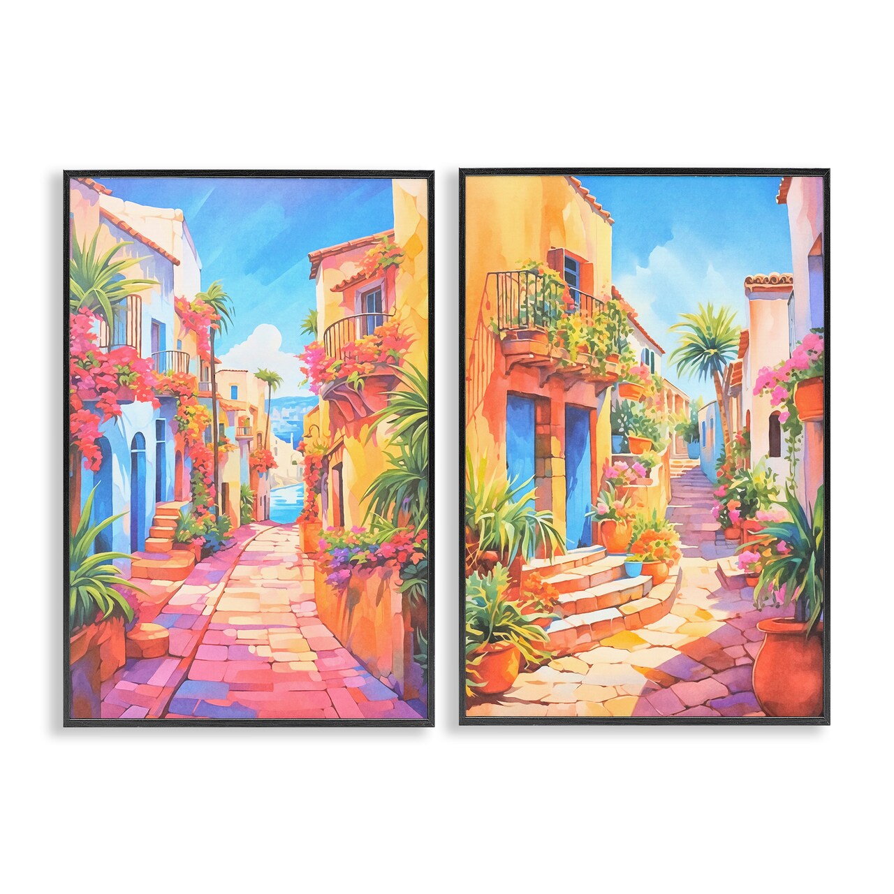 Stupell Industries Quaint Mediterranean Village 2 pc Framed Giclee Wall Art Set Design by Andrea Haase